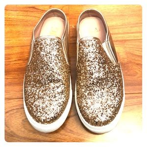 Rose gold Glitter slip on shoes